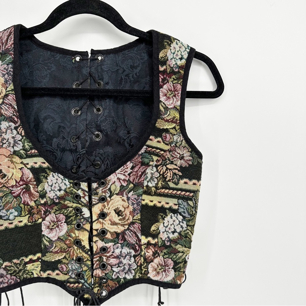 Vintage Floral Lace-Up Reversible Corset
